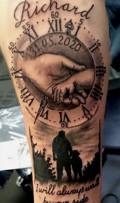 Hands clock realistic tattoo